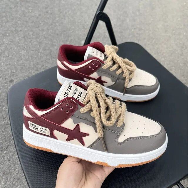 Women's Sneakers Fashion 2023 Fall New Pattern Lace Up Platform Vulcanized Shoes Brand Design Casual Couples Street Canvas Shoes