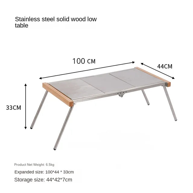 Portable and Detachable Camping Table with IGT Connection for Outdoor BBQ Portable Folding Steel Table Fit with Stove