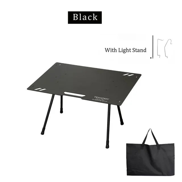 Camping Table Aluminum Alloy Folding Table With Carrying Bag Lightweight Outdoor Desk Picnic Blackened Tactical IGT Table New