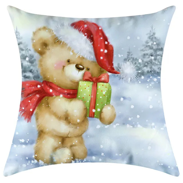 40/45/50/60cm Christmas Santa Claus PIllowcase Home Decorative Sofa Cushion Covers Living Room Cute Bear Snowmen Pillow Cover