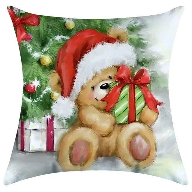 40/45/50/60cm Christmas Santa Claus PIllowcase Home Decorative Sofa Cushion Covers Living Room Cute Bear Snowmen Pillow Cover