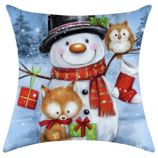 40/45/50/60cm Christmas Santa Claus PIllowcase Home Decorative Sofa Cushion Covers Living Room Cute Bear Snowmen Pillow Cover