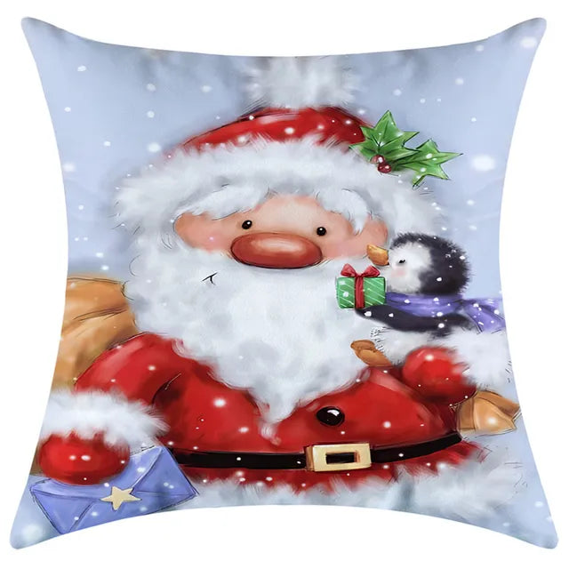 40/45/50/60cm Christmas Santa Claus PIllowcase Home Decorative Sofa Cushion Covers Living Room Cute Bear Snowmen Pillow Cover