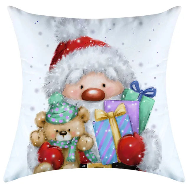 40/45/50/60cm Christmas Santa Claus PIllowcase Home Decorative Sofa Cushion Covers Living Room Cute Bear Snowmen Pillow Cover