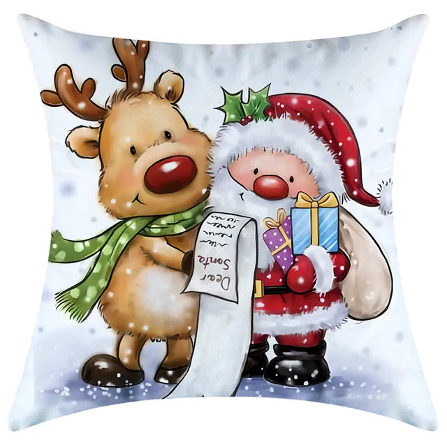 40/45/50/60cm Christmas Santa Claus PIllowcase Home Decorative Sofa Cushion Covers Living Room Cute Bear Snowmen Pillow Cover