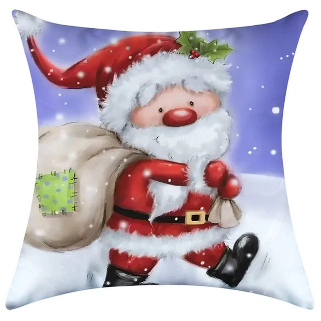 40/45/50/60cm Christmas Santa Claus PIllowcase Home Decorative Sofa Cushion Covers Living Room Cute Bear Snowmen Pillow Cover