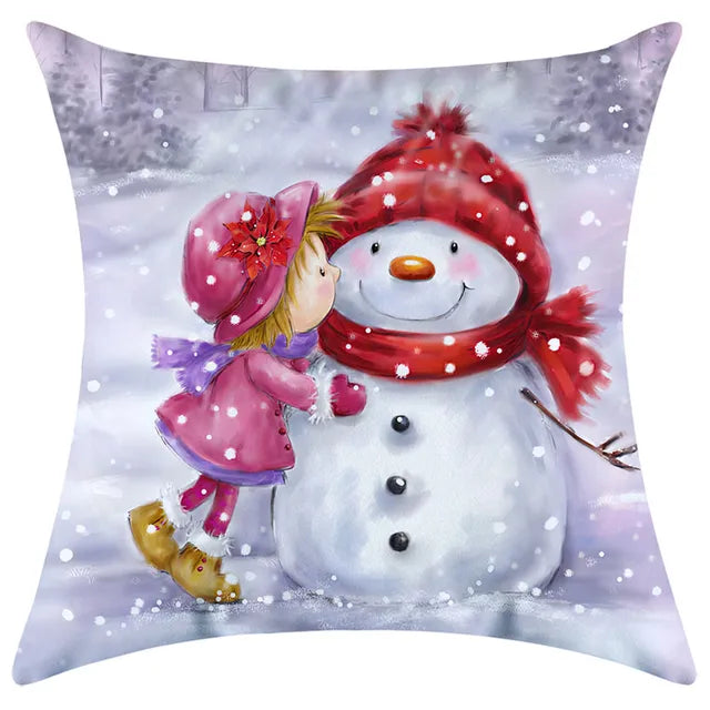 40/45/50/60cm Christmas Santa Claus PIllowcase Home Decorative Sofa Cushion Covers Living Room Cute Bear Snowmen Pillow Cover