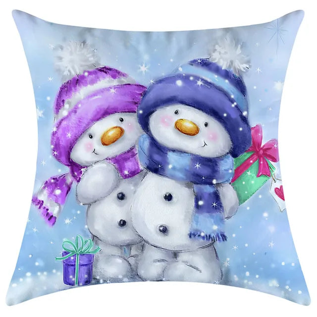 40/45/50/60cm Christmas Santa Claus PIllowcase Home Decorative Sofa Cushion Covers Living Room Cute Bear Snowmen Pillow Cover