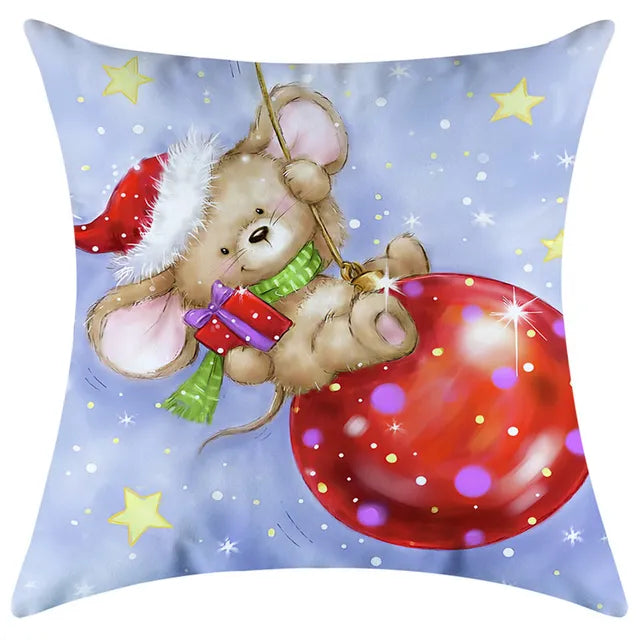 40/45/50/60cm Christmas Santa Claus PIllowcase Home Decorative Sofa Cushion Covers Living Room Cute Bear Snowmen Pillow Cover