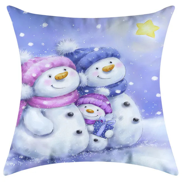 40/45/50/60cm Christmas Santa Claus PIllowcase Home Decorative Sofa Cushion Covers Living Room Cute Bear Snowmen Pillow Cover