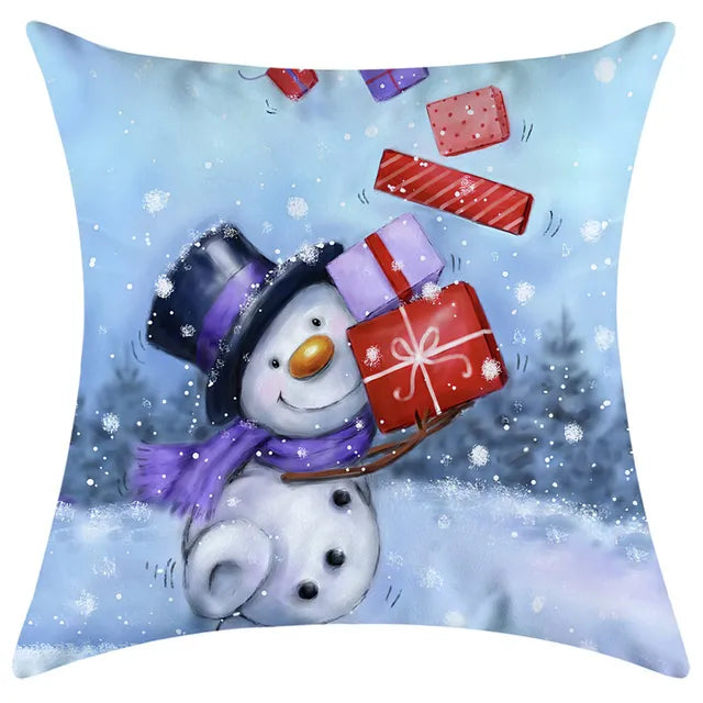 40/45/50/60cm Christmas Santa Claus PIllowcase Home Decorative Sofa Cushion Covers Living Room Cute Bear Snowmen Pillow Cover