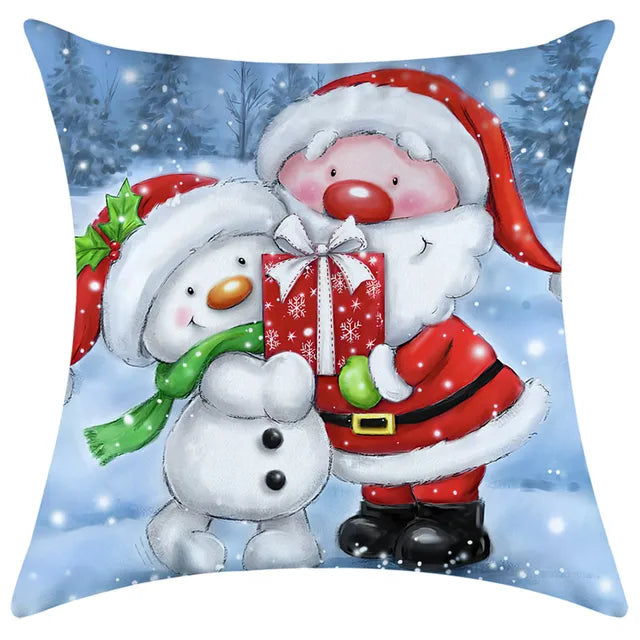 40/45/50/60cm Christmas Santa Claus PIllowcase Home Decorative Sofa Cushion Covers Living Room Cute Bear Snowmen Pillow Cover