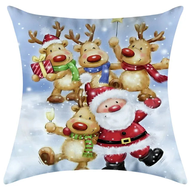 40/45/50/60cm Christmas Santa Claus PIllowcase Home Decorative Sofa Cushion Covers Living Room Cute Bear Snowmen Pillow Cover