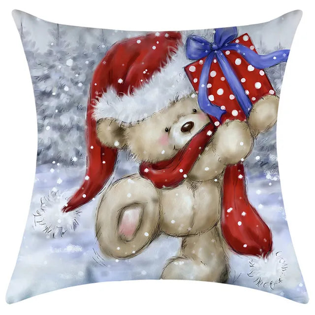 40/45/50/60cm Christmas Santa Claus PIllowcase Home Decorative Sofa Cushion Covers Living Room Cute Bear Snowmen Pillow Cover