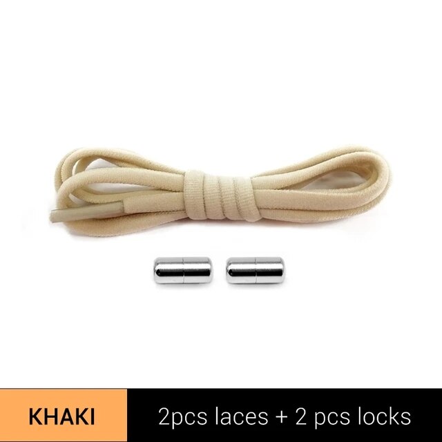 1 Pair No Tie Shoelaces Half Round Shoe Laces for Kids and Adults Sneaker Elastic Shoelaces Fast Lazy Lock Metal Shoelaces