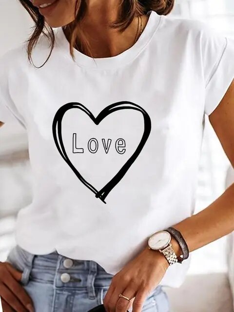 Clothes Ladies Summer T Clothing Print Fashion Casual T-shirts Letter 90s Trend Cute Short Sleeve Women Female Graphic Tee