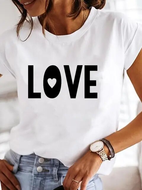 Clothes Ladies Summer T Clothing Print Fashion Casual T-shirts Letter 90s Trend Cute Short Sleeve Women Female Graphic Tee