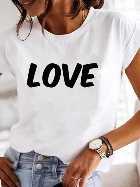 Clothes Ladies Summer T Clothing Print Fashion Casual T-shirts Letter 90s Trend Cute Short Sleeve Women Female Graphic Tee