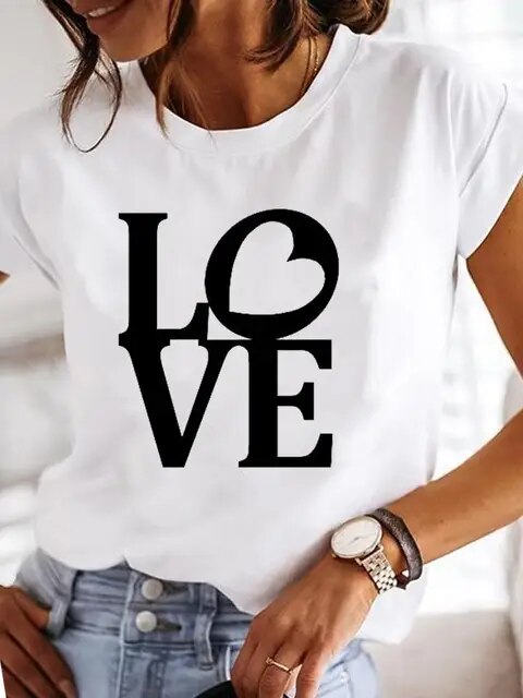 Clothes Ladies Summer T Clothing Print Fashion Casual T-shirts Letter 90s Trend Cute Short Sleeve Women Female Graphic Tee