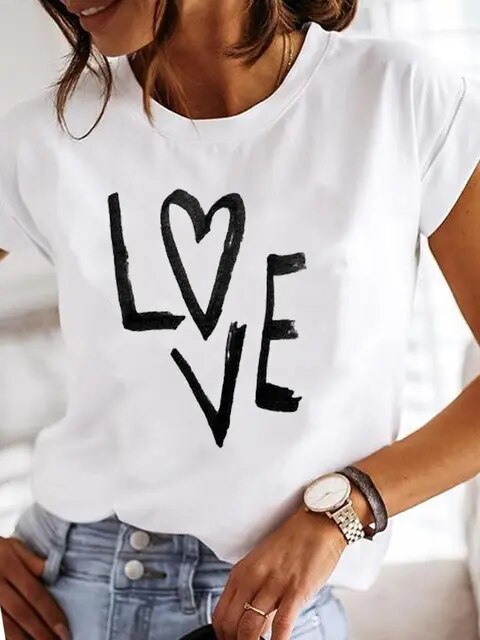 Clothes Ladies Summer T Clothing Print Fashion Casual T-shirts Letter 90s Trend Cute Short Sleeve Women Female Graphic Tee