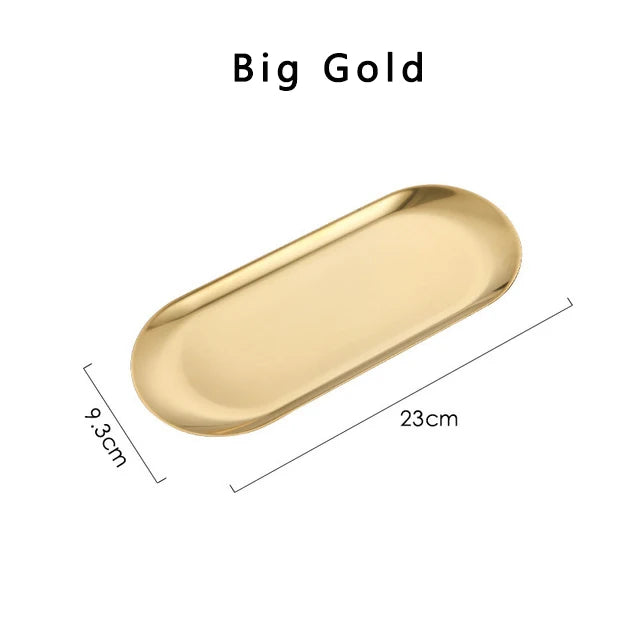 Stainless Steel Gold Dining Plate Dessert Plate Nut Fruit Cake Tray Snack Kitchen Plate Western Steak Kitchen Plate Dish