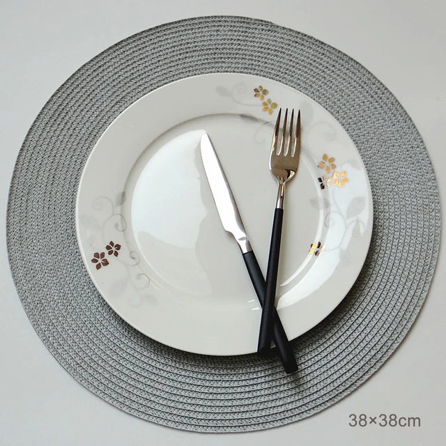 Round Placemats Set Braided Circle Place Mat Washable Table Mats for Kitchen Dining Table Mixed Color Non-Slip Place mats