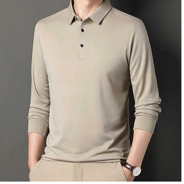 2023 Autumn Men's Long Sleeve T-shirt Breathable Quick Dry Outdoor Casual Top Durable Anti Pilling Sports POLO Shirt T Shirt Men