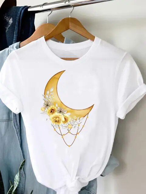 Tee Women T-shirt Summer Short Sleeve Print Clothes Graphic T Shirt Feather Painting Bird Clothing Fashion Female Top