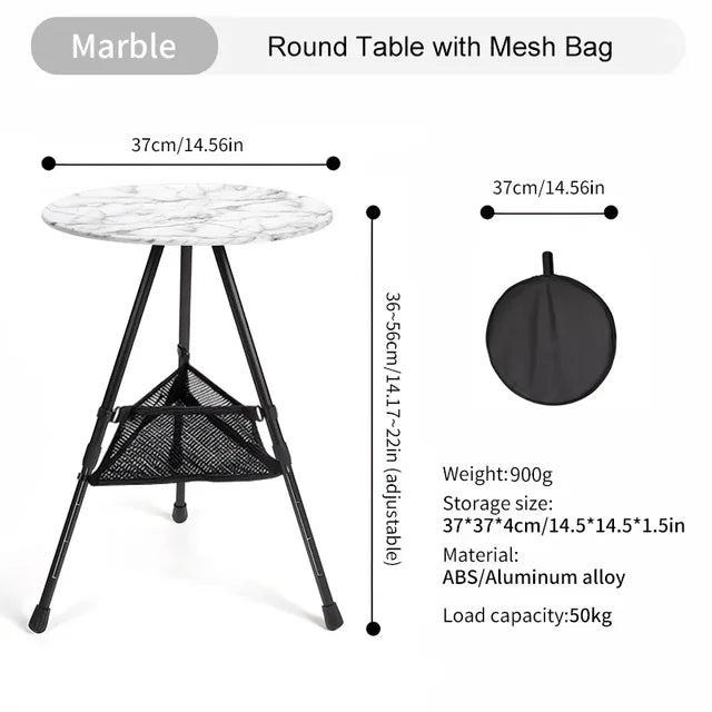 WESTTUNE Camping Round Table with Light Stand Ultralight Portable Folding Table with Adjustable Legs for Picnic Indoor/Outdoor