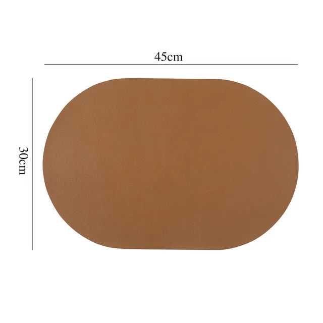 Leather Placemat Oval Oil-Proof Table Mat Home Dining Kitchen Table Placemat Design Dining Waterproof Heat Resistant Home Decor