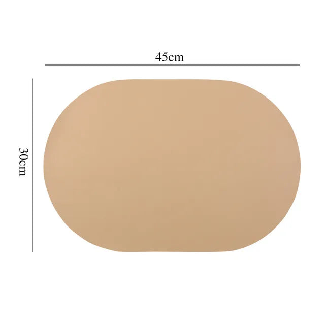 Leather Placemat Oval Oil-Proof Table Mat Home Dining Kitchen Table Placemat Design Dining Waterproof Heat Resistant Home Decor