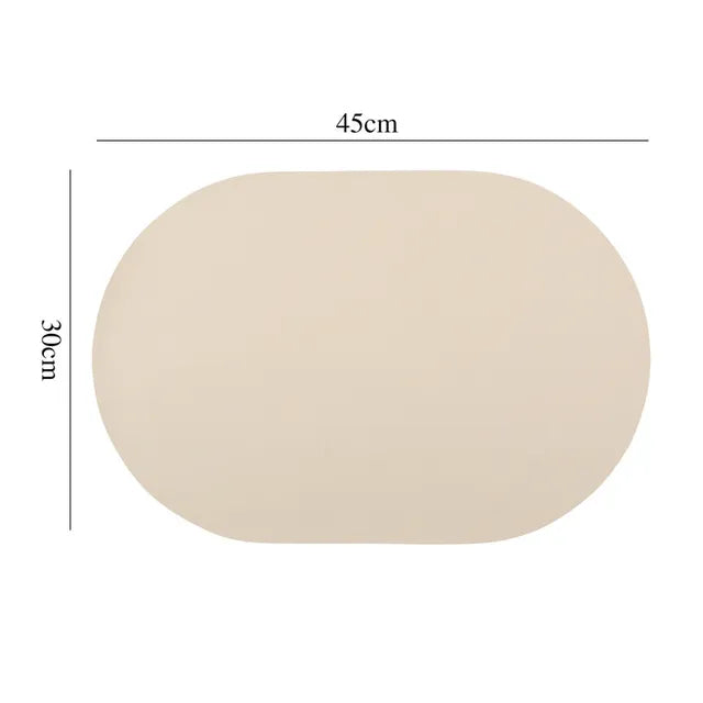 Leather Placemat Oval Oil-Proof Table Mat Home Dining Kitchen Table Placemat Design Dining Waterproof Heat Resistant Home Decor