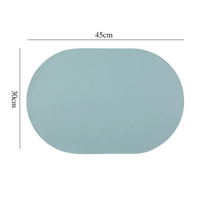 Leather Placemat Oval Oil-Proof Table Mat Home Dining Kitchen Table Placemat Design Dining Waterproof Heat Resistant Home Decor