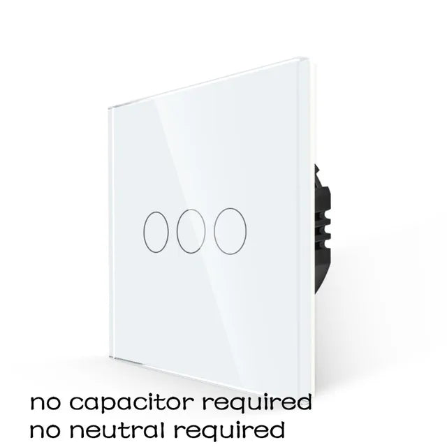 ZigBee Wall Touch Smart Light Switch with Neutral/No Neutral,No Capacitor Smart Life/Tuya 2/3 Way Control Smart Home