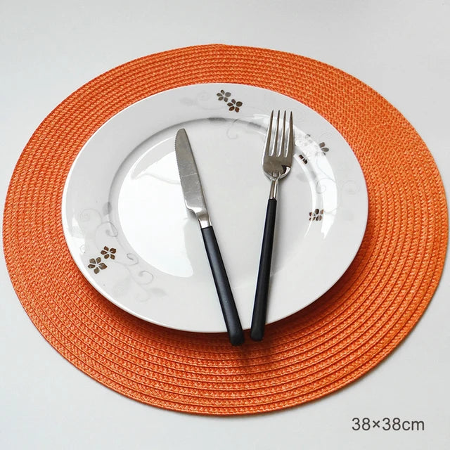 Round Placemats Set Braided Circle Place Mat Washable Table Mats for Kitchen Dining Table Mixed Color Non-Slip Place mats