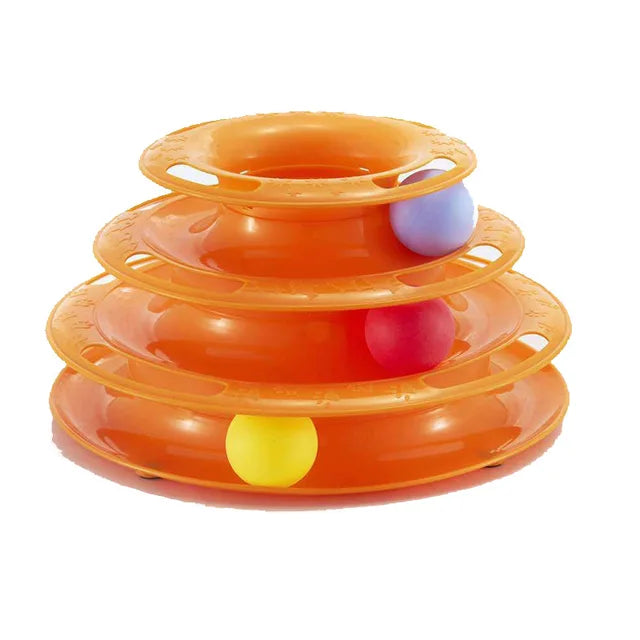 3-layer pet cat toy Training Entertainment board Interactive tower track dish Cat Turntable ball quadruple dish tumble