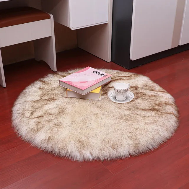 Plush Round Carpet Sheepskin Pink living Room Home Decor Bedroom Floor Cushion Mats For bedroom white area shaggy Fur Rugs