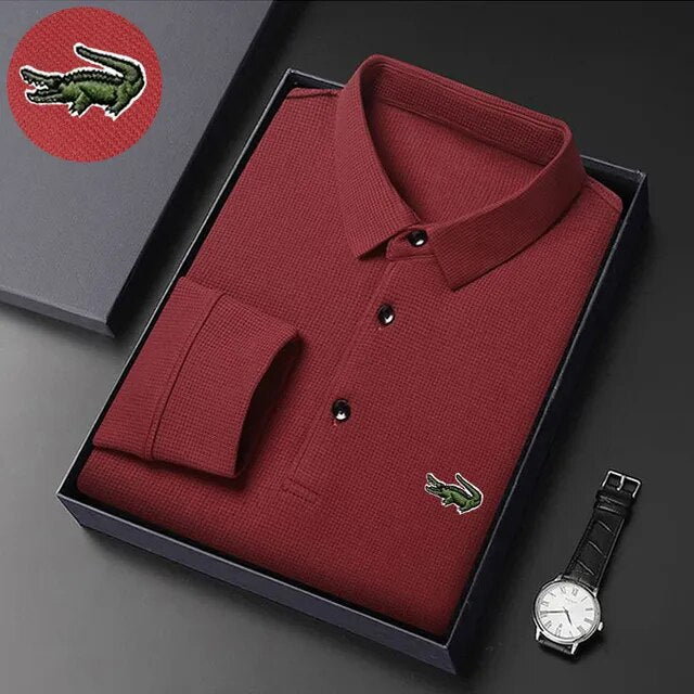 High quality Men's Long Sleeve T-shirt Spring And Autumn Cotton Embroidered Polo Shirt Lapel Men's Clothing Base Shirt Loose