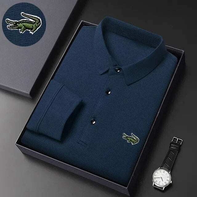 High quality Men's Long Sleeve T-shirt Spring And Autumn Cotton Embroidered Polo Shirt Lapel Men's Clothing Base Shirt Loose