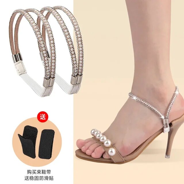 1Pair Fashion Women New Shoelaces for High Heels Anti-Slip Adjustable Straps Shoes Buckles Shoes Band Accessory Decoration