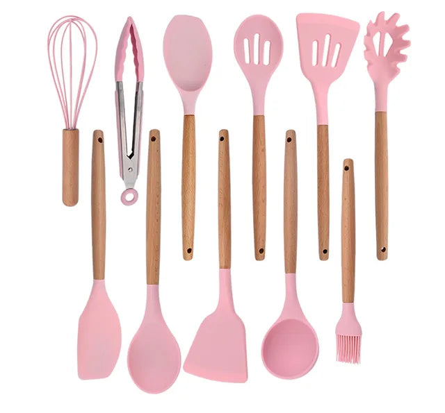 Heat Resistant Silicone Kitchenware Cooking Utensils Set Kitchen Non-Stick Cooking Utensils Baking Tools With Storage Box Tools