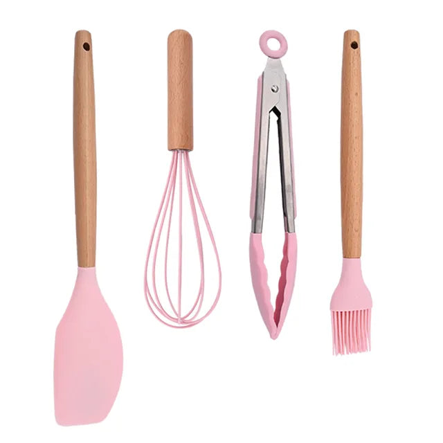 Heat Resistant Silicone Kitchenware Cooking Utensils Set Kitchen Non-Stick Cooking Utensils Baking Tools With Storage Box Tools