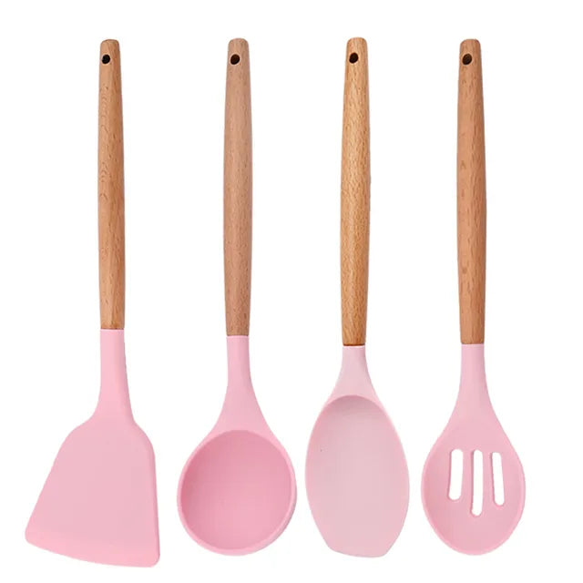 Heat Resistant Silicone Kitchenware Cooking Utensils Set Kitchen Non-Stick Cooking Utensils Baking Tools With Storage Box Tools