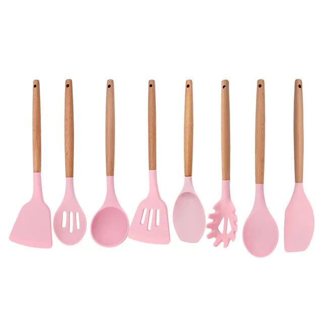 Heat Resistant Silicone Kitchenware Cooking Utensils Set Kitchen Non-Stick Cooking Utensils Baking Tools With Storage Box Tools