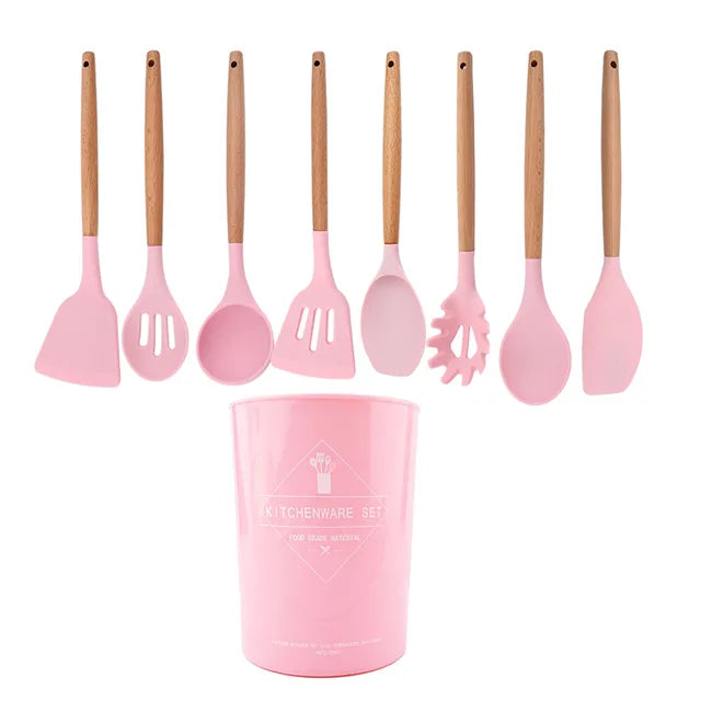 Heat Resistant Silicone Kitchenware Cooking Utensils Set Kitchen Non-Stick Cooking Utensils Baking Tools With Storage Box Tools