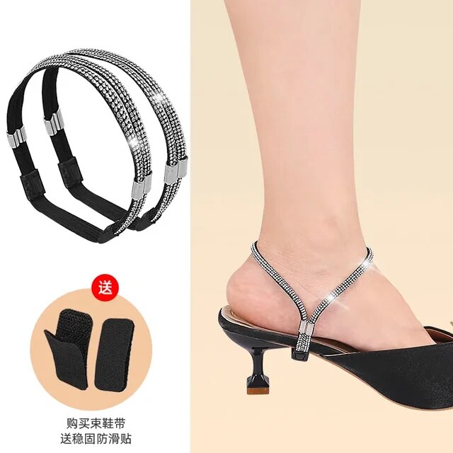 1Pair Fashion Women New Shoelaces for High Heels Anti-Slip Adjustable Straps Shoes Buckles Shoes Band Accessory Decoration