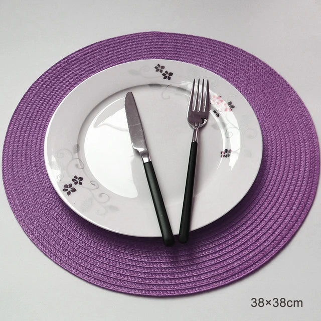 Round Placemats Set Braided Circle Place Mat Washable Table Mats for Kitchen Dining Table Mixed Color Non-Slip Place mats