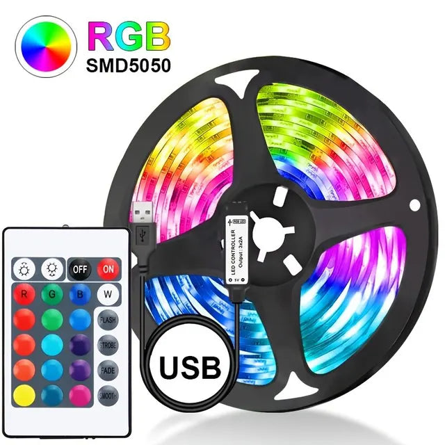 SMD5050 5M/10M/15M USB LED Strip Light TV Desktop Screen Backlight Color Change Bedroom Decoration DC5V LED Lamp DIY Lighting