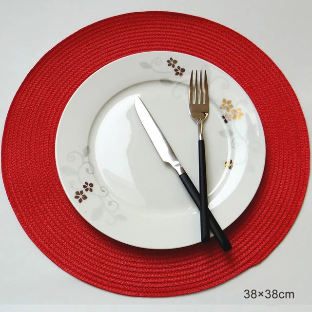 Round Placemats Set Braided Circle Place Mat Washable Table Mats for Kitchen Dining Table Mixed Color Non-Slip Place mats