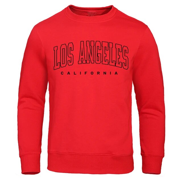 U.S.A Los Angeles California City Letter Printed For Men Fashion Casual Sweatshirt Loose Oversize Clothes O-Neck Warm Streetwear